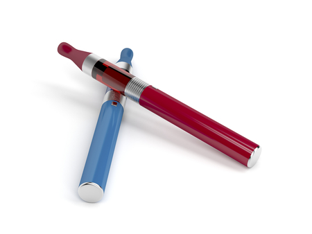 Two e-cigarettes on white backgroundの写真素材