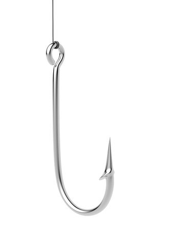 Steel fishing hook isolated on white background