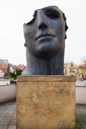 BAMBERG, GERMANY - DECEMBER 05, 2015: Centurione I, bronze statue by Polish born sculptor Igor Mitoraj in Bamberg, Germanyのeditorial素材