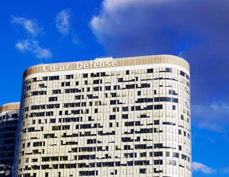 PARIS, FRANCE - SEPTEMBER 29, 2015: Coeur Defense is an office skyscraper in La Defense business district in Paris, Franceのeditorial素材