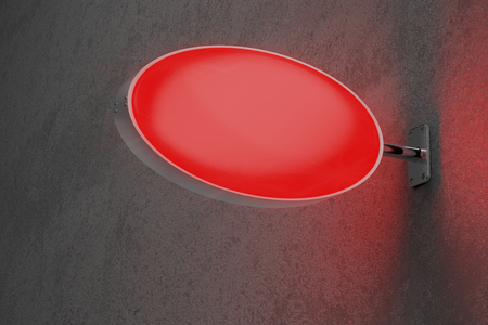 Glowing red signboard on the wallの写真素材