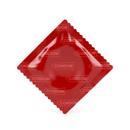 Condom on white background, 3D illustrationの写真素材