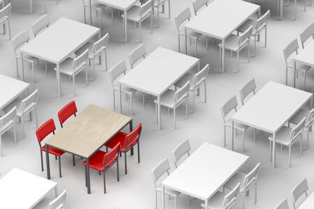 Concept image with unique table and chairs in the restaurantの写真素材