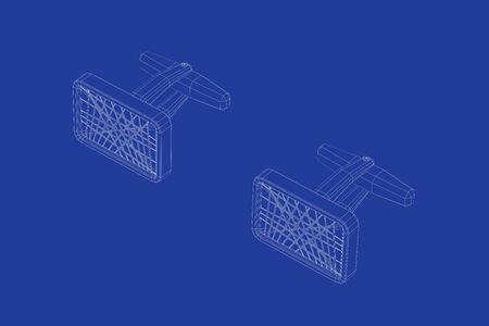 3d wire-frame model of cufflinksの写真素材