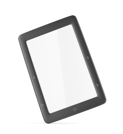 E-book reader with blank display on white backgroundの写真素材