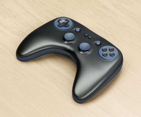 Wireless game controller on wooden desk