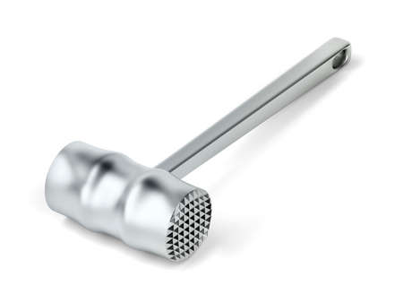 Metal meat hammer on white