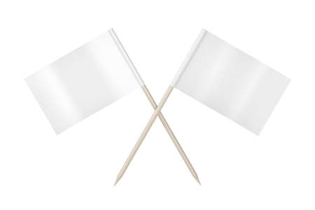 Front view of blank toothpick flags, isolated on white backgroundの写真素材