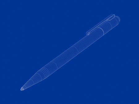 3d wire-frame model of penの写真素材