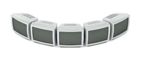 Five retro tv's on white backgroundの写真素材