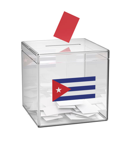 Ballot box with the flag of Cuba, concept image for elections in Cubaの写真素材