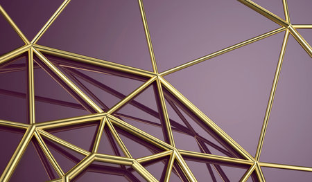 Abstract shiny purple background with golden meshの写真素材