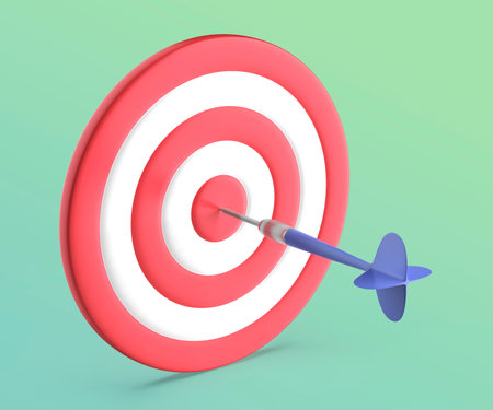 Arrow hit the center of target, 3D illustrationの写真素材