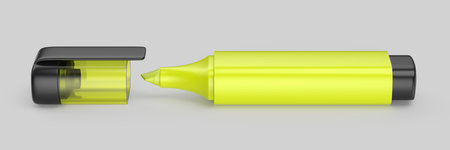 Lime colored highlighter on a shiny grey backgroundの写真素材