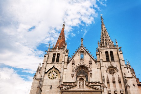 Lyon, Rhone-Alpes, France - May 19: Pediment the Church of Saint-Nizier, XIV century. UNESCO listのeditorial素材
