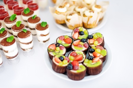 Wedding cakes on the table. Sweet desserts. Selective focus.の写真素材