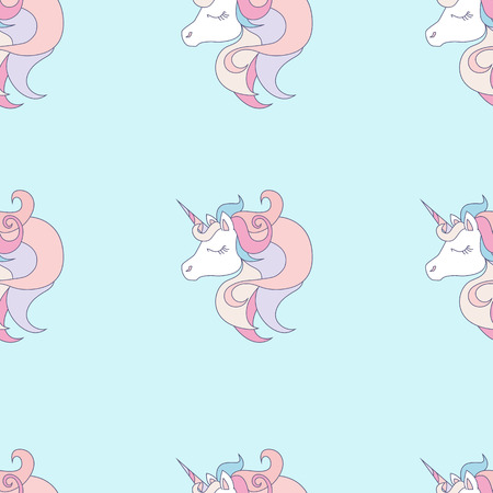 Vector seamless pattern with unicorns. Unicorn background. Dream symbol. Design for children.のイラスト素材