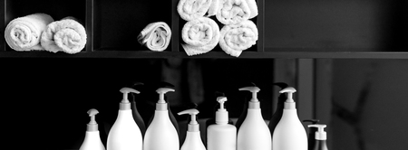 Hairdresser's workplace. Modern beauty salon. Hair salon interior businessの写真素材