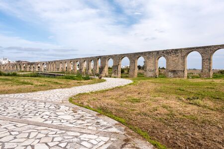 Kamares antique aqueduct in Larnaca, Cyprus. Ancient Roman aqueduct.の写真素材