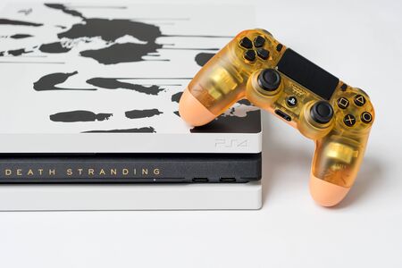KIEV, UKRAINE - November 07, 2019: Death Stranding Limited Edition PS4 Pro. Sony PlayStation 4 game...