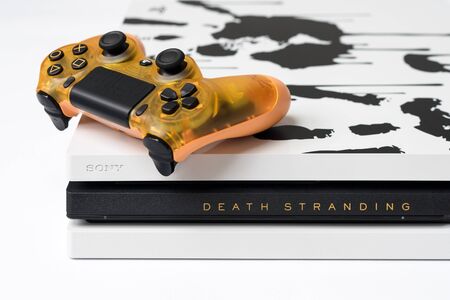 KIEV, UKRAINE - November 07, 2019: Death Stranding Limited Edition PS4 Pro. Sony PlayStation 4 game...