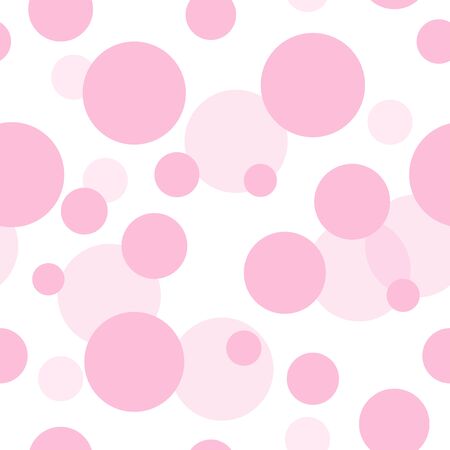 Vector seamless pattern with color dots. Cute background for baby. Pink elements on white backdropのイラスト素材