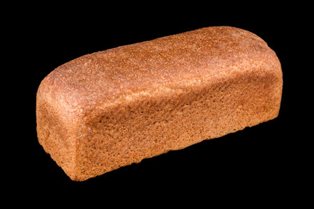 Rye bread. Freshly baked homemade bread isolated on black. Healthy eating and traditional bakery, baking bread conceptの写真素材