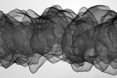 Black smoke abstract on white backgroundの写真素材