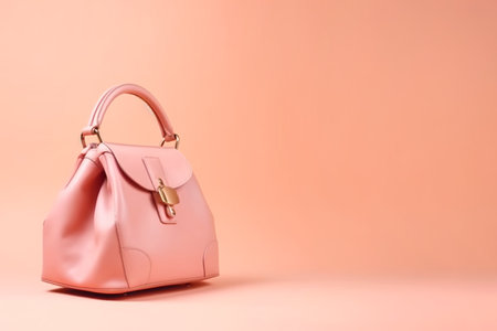 Fashion woman bag on pastel background, space for text. Minimal fashion concept, female accessories. AI generatedの素材