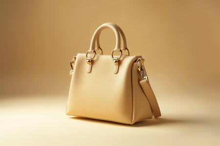 Woman handbag on pastel background, fashion concept. Leather purse, bag, shopping and summer fashion concept. Minimalist composition with copy space for text.の素材