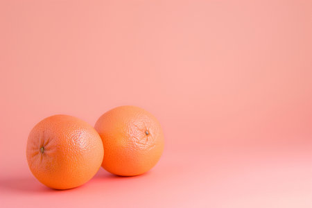 Grapefruits on a pink peach background, copy space. Summer minimal composition, diet and healthy nutrition concept.の素材