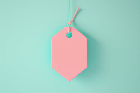 3d shopping price tag on pastel background. Template for discount or sale message, special offer promotion. Fashion label tag mockup. Black Friday sale, online shopping, copy spaceの素材