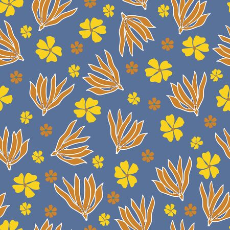 Tumbling Flower Heads Seamless Print Backgroundのイラスト素材