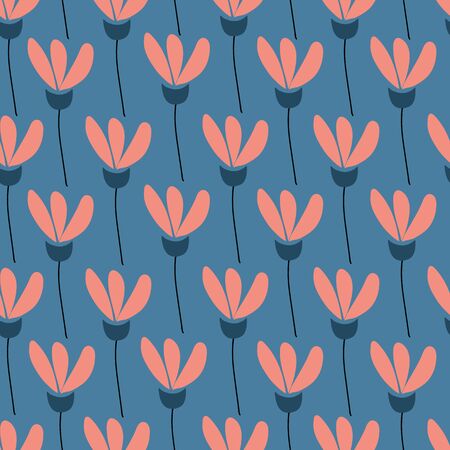 Bold orange flower repeat pattern.のイラスト素材