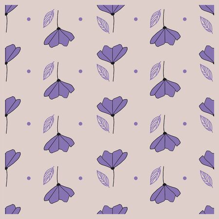 Purple poppies vector seamless pattern background.のイラスト素材