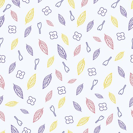 Pretty vector seamless background pattern design with leaves flowers and buds.のイラスト素材
