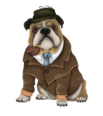Bulldog Sherlock vectorのイラスト素材