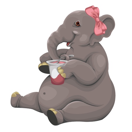 Elephant eats yogurt vectorのイラスト素材