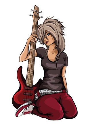 Girl With A Guitar のイラスト素材
