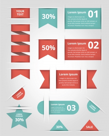 ribbon banners labels and text boxes setのイラスト素材