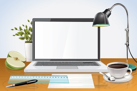 Desktop with laptop のイラスト素材