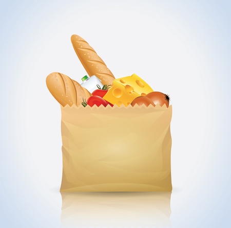 Paper Bag With Food のイラスト素材