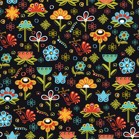 Vector Flowers Seamless Pattern のイラスト素材