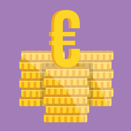  Coin Stacks and Euro Sign Iconのイラスト素材