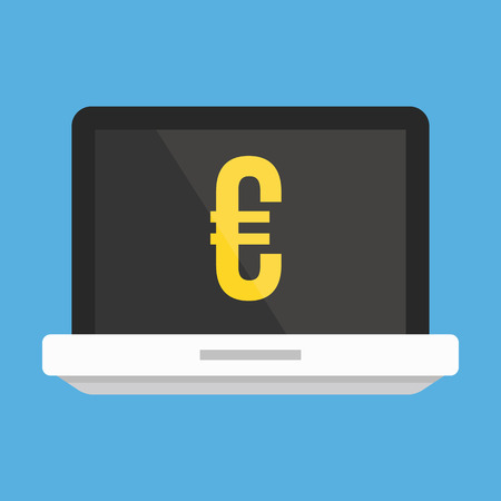 Laptop and Euro Sign Iconのイラスト素材