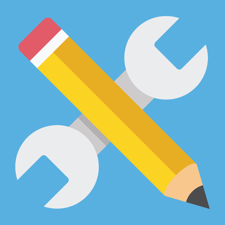  Wrench and Pencil Icon Web Development Conceptのイラスト素材