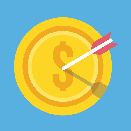 Gold Coin and Arrow Icon Successful Business Conceptのイラスト素材