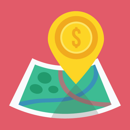 Vector Gold Map Label and Map Iconのイラスト素材