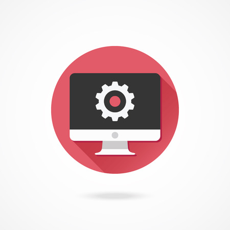 Vector Computer Display and Gear Iconのイラスト素材