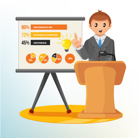 Businessman Making a Presentation  Vector Illustrationのイラスト素材
